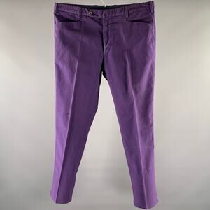 INCOTEX Size 36 Purple Cotton Flat Front Casual Pants